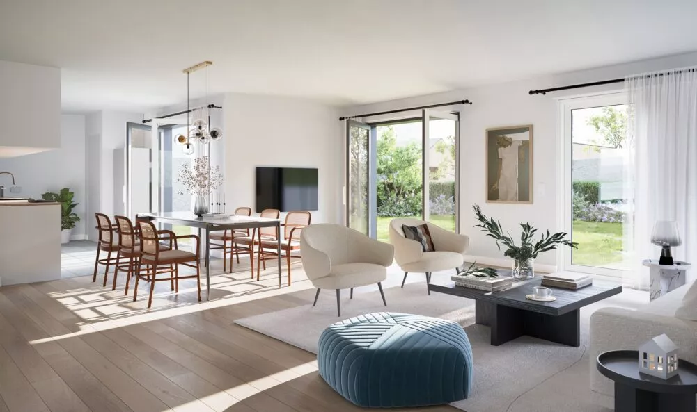 Salon et salle à manger intérieur d'une maison Villa Cozy à Lorient. Un programme réalisé par Pierre Promotion.