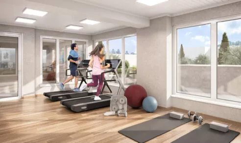 Salle de sport dans la résidence Le Flow, situé à Rennes.