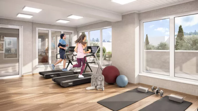 Salle de sport dans la résidence Le Flow, situé à Rennes.