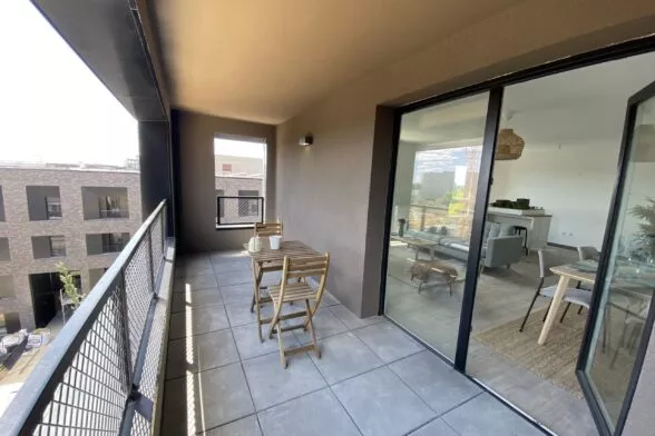 Loggia des appartements neufs de la résidence immobilière Brownstone à Saint-Jacques-de-la-Lande, aux portes de Rennes.