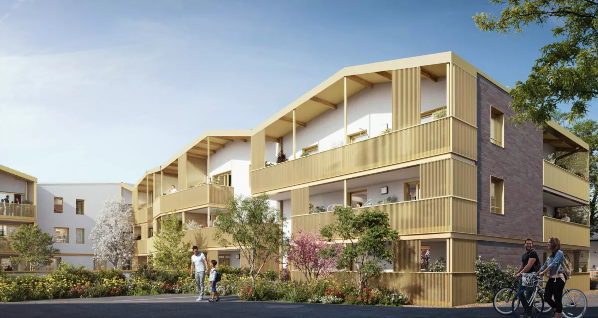 Extérieur de la résidence L'Eclat situé à Ploemeur, près de Lorient. Des logements neufs réalisés par Pierre Promotion