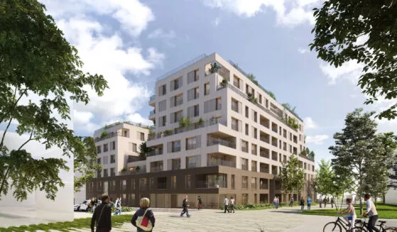 Extérieur de la résidence Avant-Scène situé à Lorient. Des logements neufs réalisés par Pierre Promotion