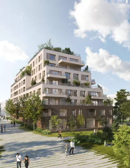 Extérieur de la résidence L'Eclat situé à Ploemeur, près de Lorient. Des logements neufs réalisés par Pierre Promotion