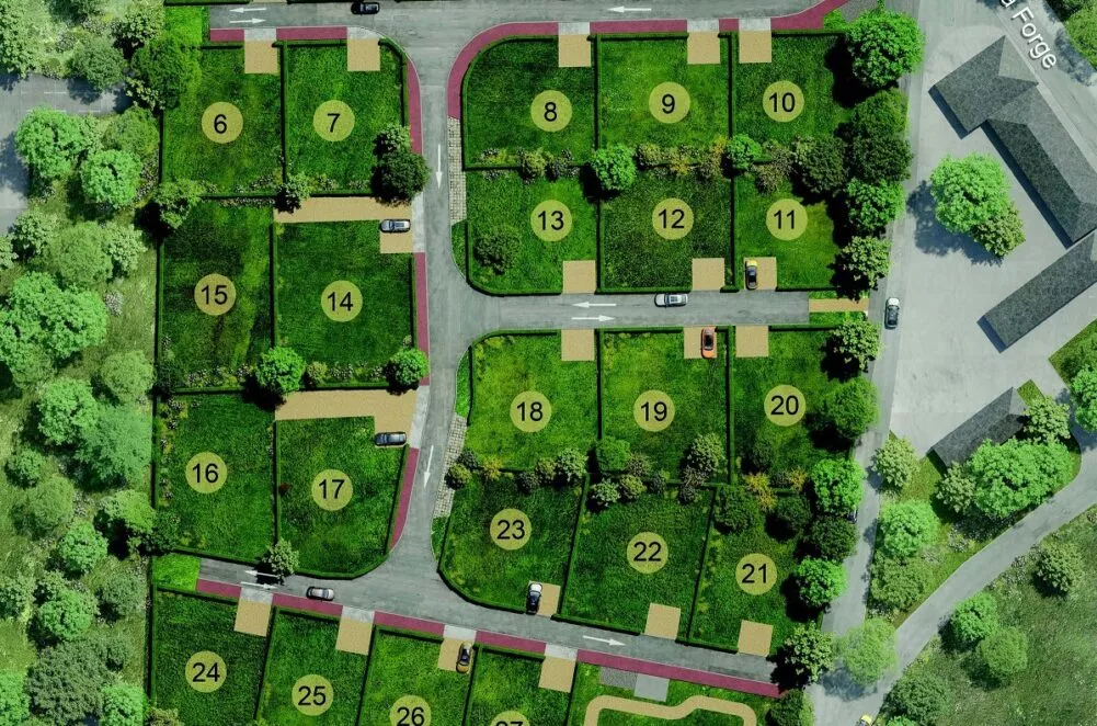 Plan de masse du programme immobilier à La Dominelais, Les Jardins de Lina. Les terrains à bâtir se trouve entre Rennes et Nantes.