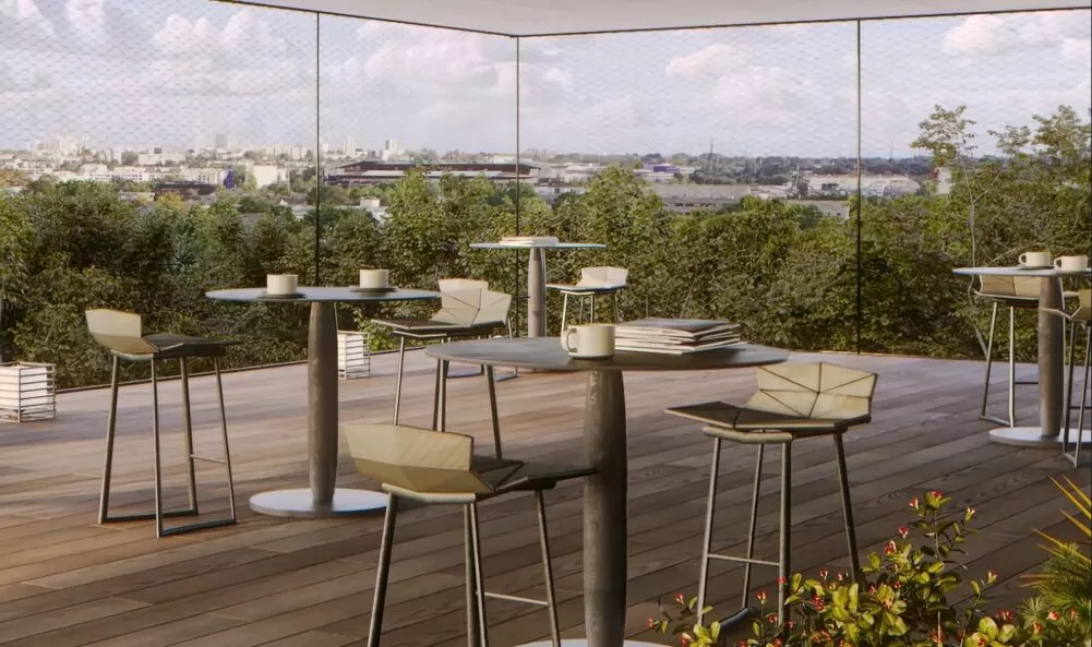 Dans les bureaux du programme Miles, une grande terrasse de 600m² au R+4.