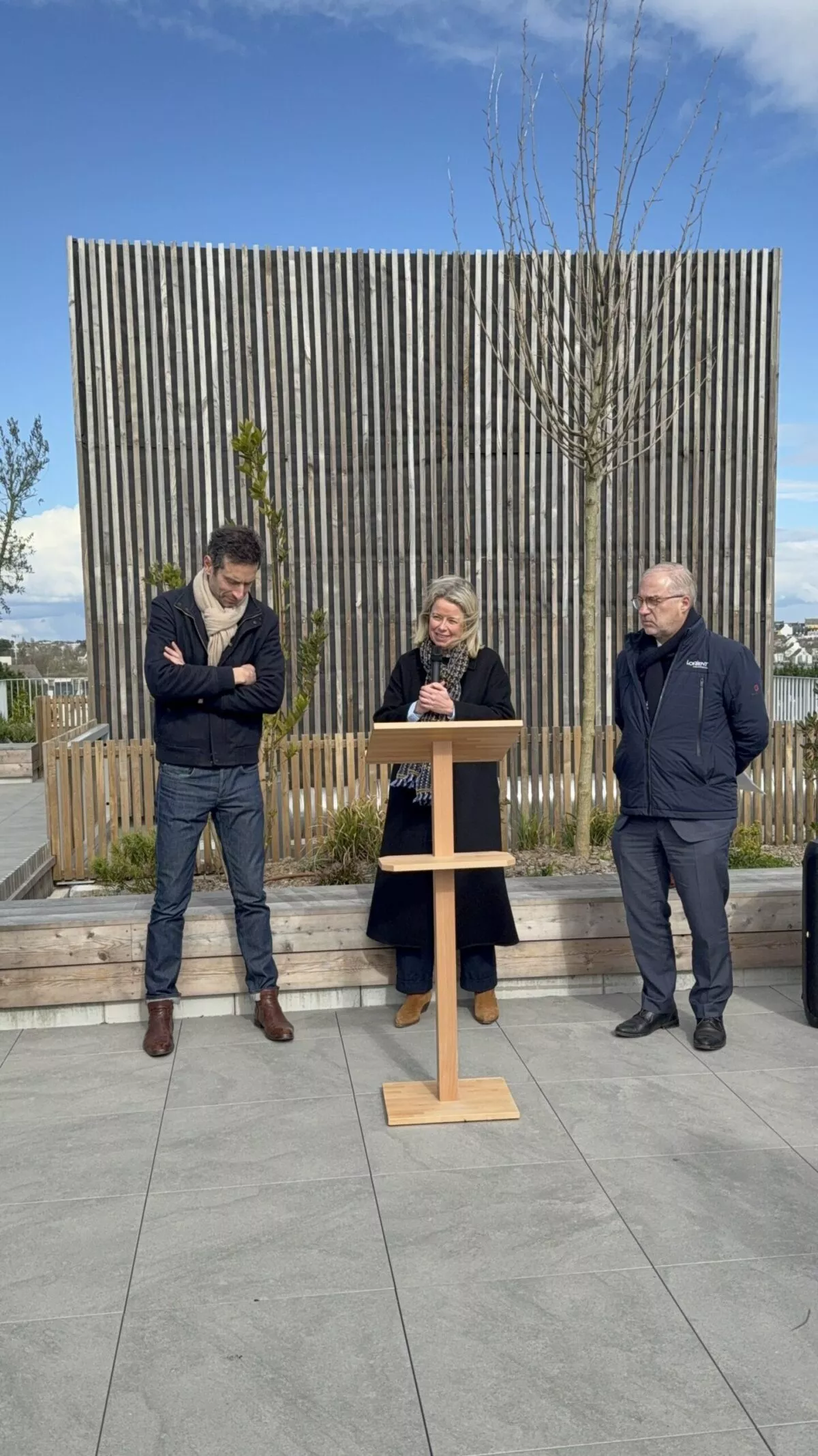 Discours de la dirigeante de Pierre Promotion, de l'architecte du projet et du maire de lorient pendant l'inauguration.