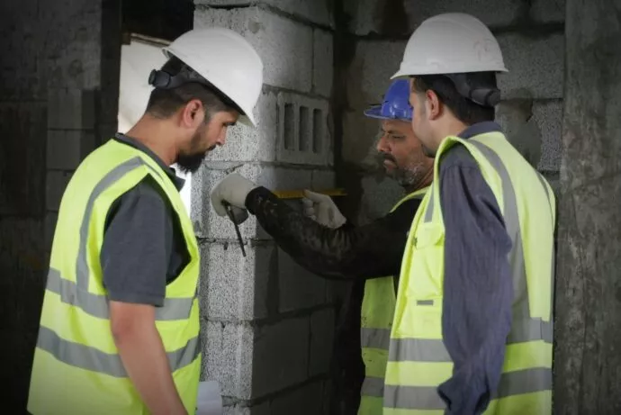 Travailleurs sur un chantier de promotion immobilière
