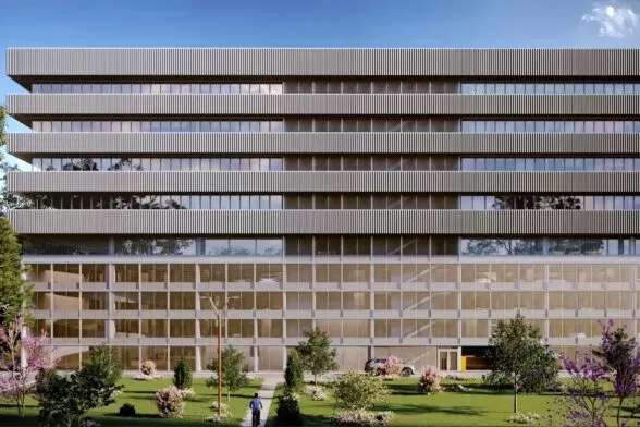 Façade du programme tertiaire MILES, 9100 m² de SDP