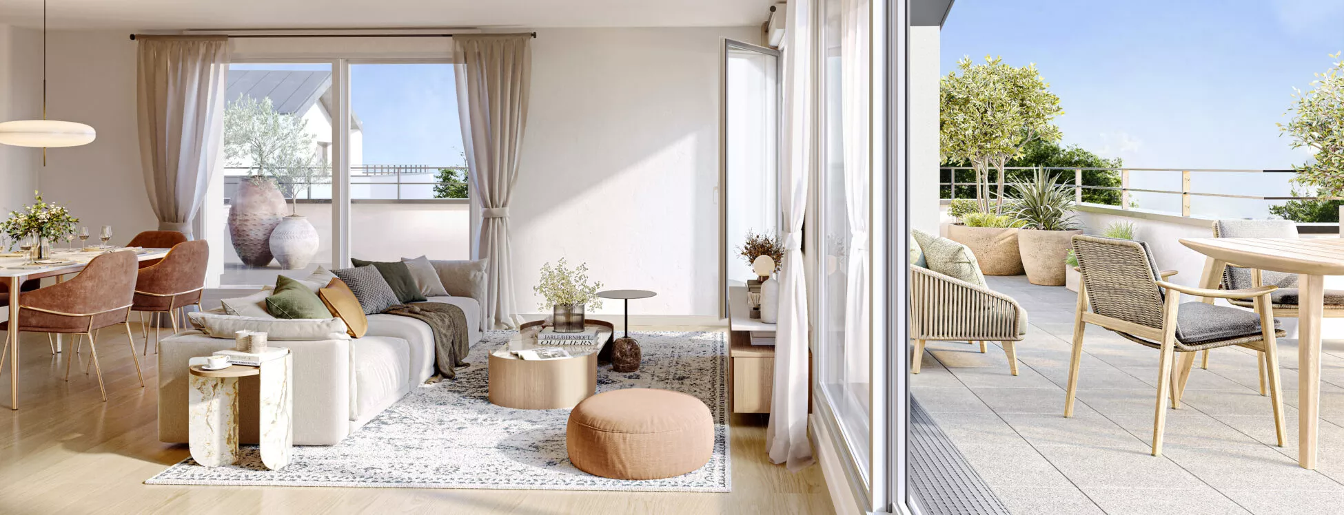 Perspective d'un appartement neuf sur la résidence Le Garry à Châteaubourg