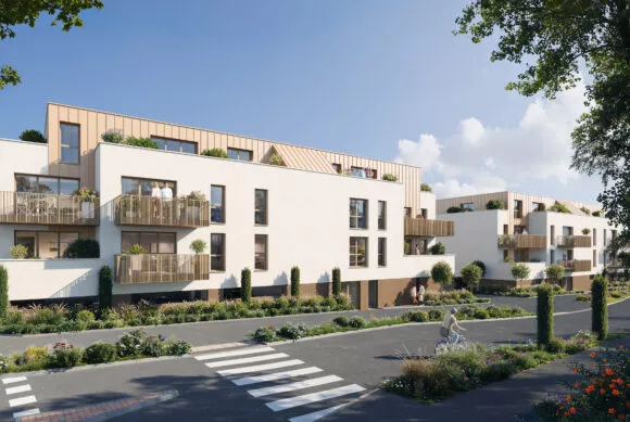 Perspectives extérieures de la résidence Les Balcons de Juliette à Melesse.